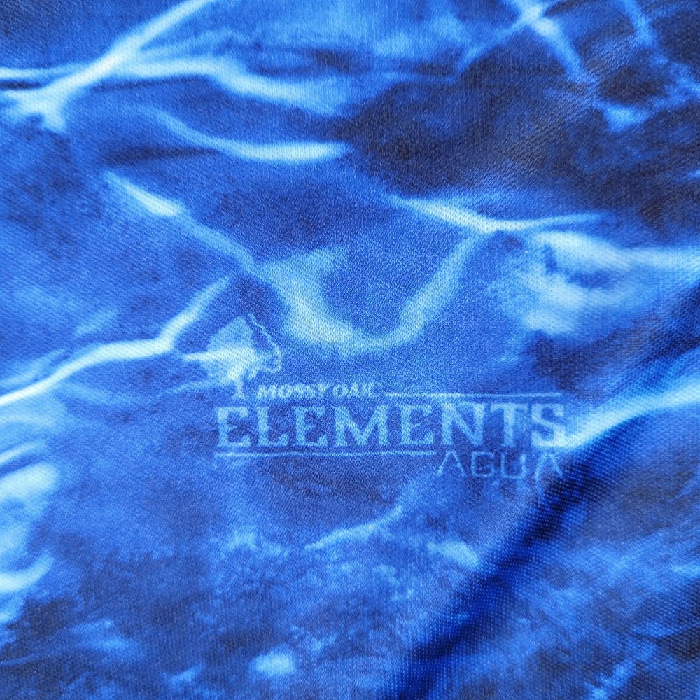 Mossy Oak Fishing Shirt Mens 2XL Blue Elements Agua Camo Performance T-Shirt - Picture 4 of 7